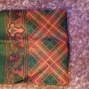 Plaid Red And Green Scarf with Ornate Border